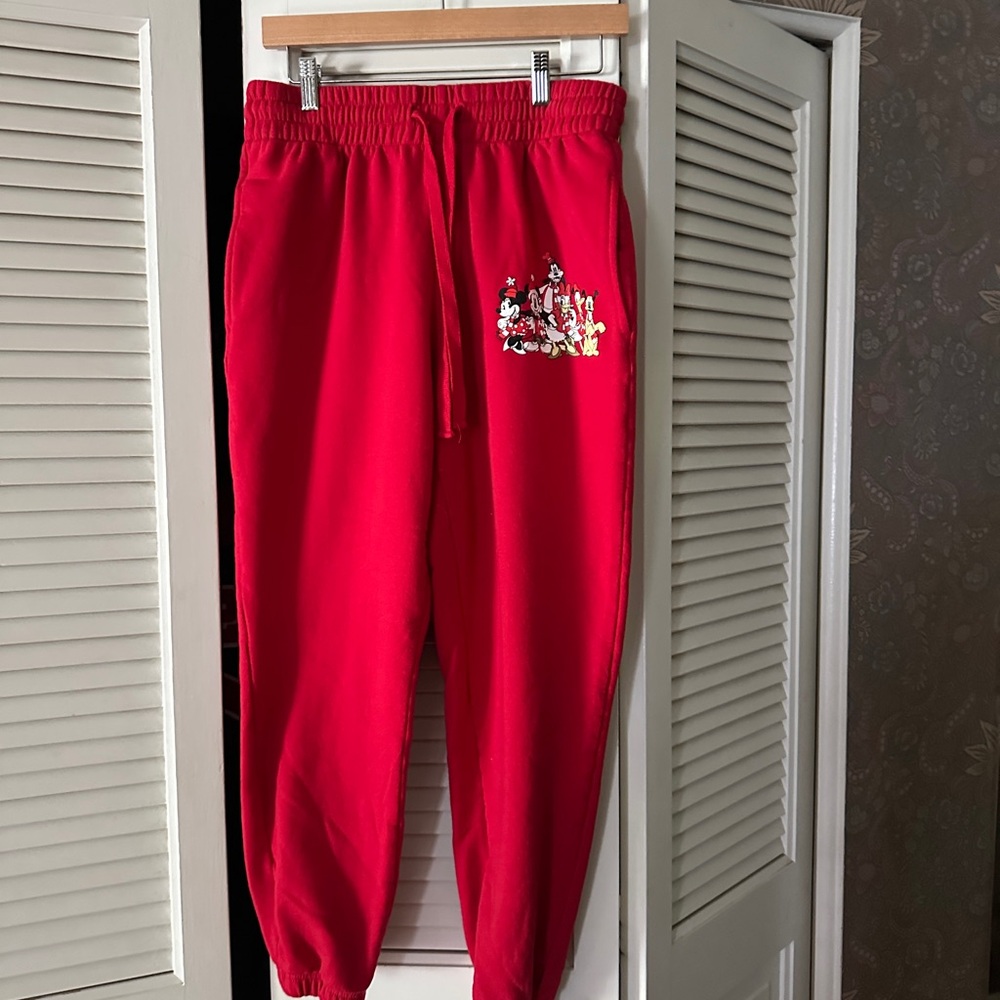 Disney Mickey Mouse Red Joggers with Character Print size medium